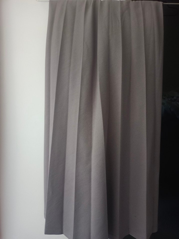 Kadın Gri Keten Pilili Uzun Etek - Görsel 4