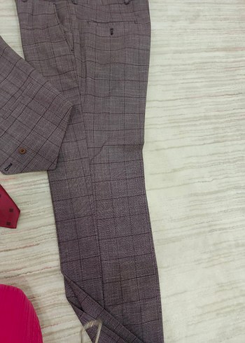 Bordo Ekoseli Erkek Takım Ceket - Görsel 7