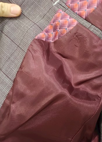 Bordo Ekoseli Erkek Takım Ceket - Görsel 4