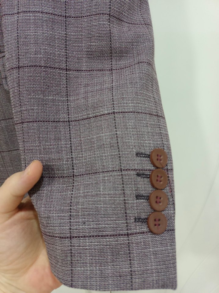 Bordo Ekoseli Erkek Takım Ceket - Görsel 2