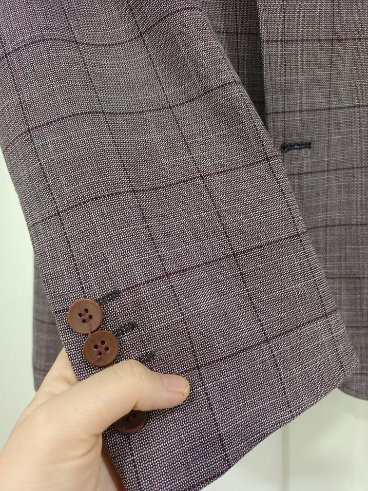 Bordo Ekoseli Erkek Takım Ceket - Görsel 3