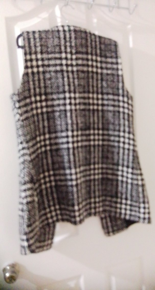 Düğmeli Gri Ekose Midi Kadın Yelek - Görsel 3