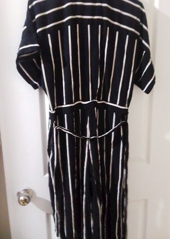 Kadın Siyah Beyaz Çizgili Tulum - Görsel 5