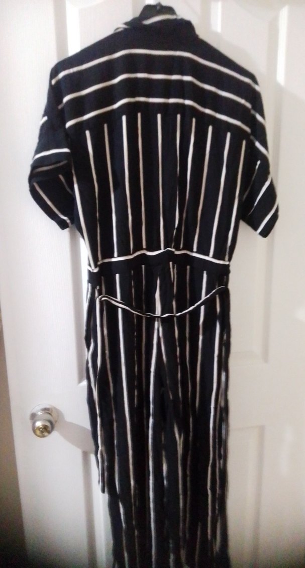 Kadın Siyah Beyaz Çizgili Tulum - Görsel 5