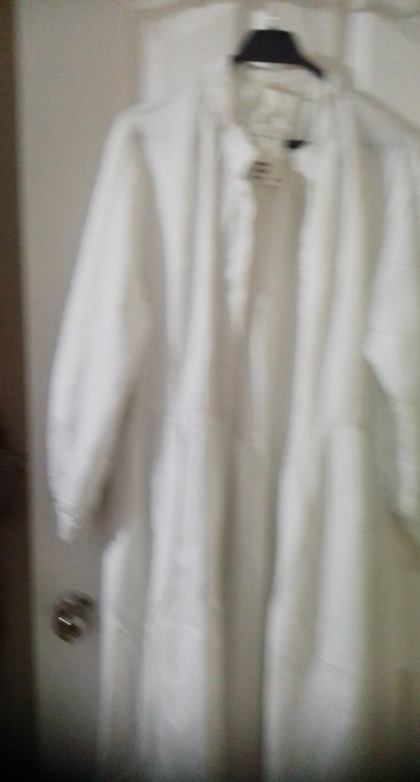 Beyaz Keten Uzun Salaş Elbise - Görsel 3