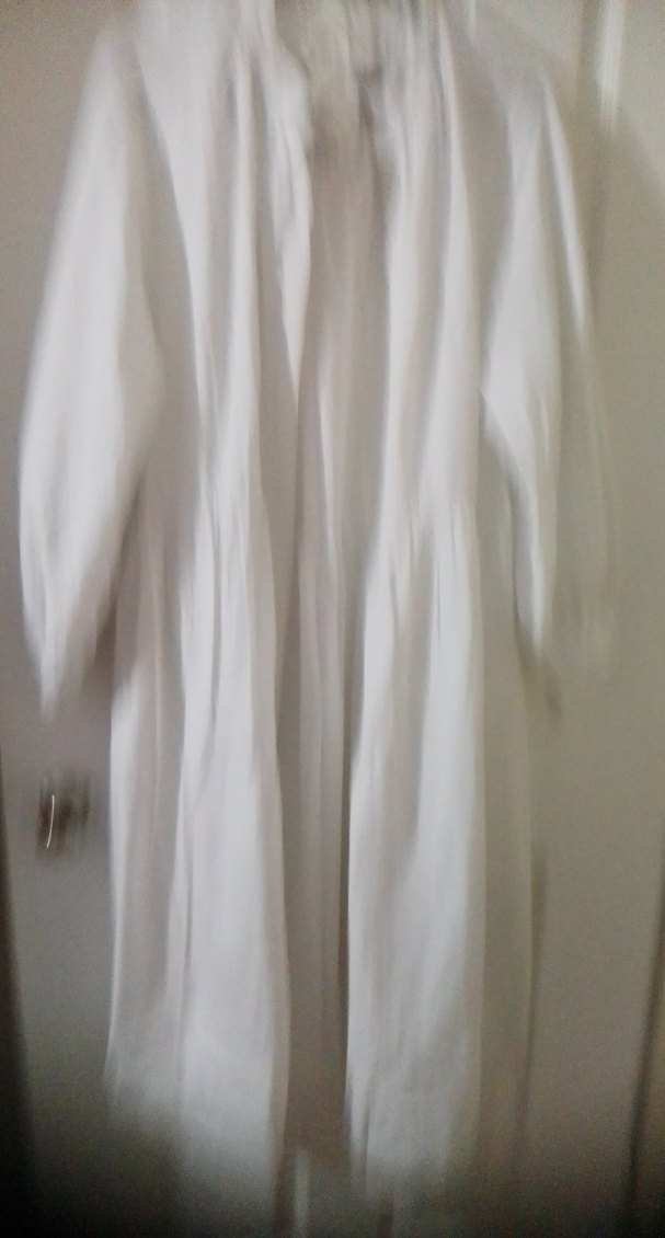 Beyaz Keten Uzun Salaş Elbise - Görsel 2