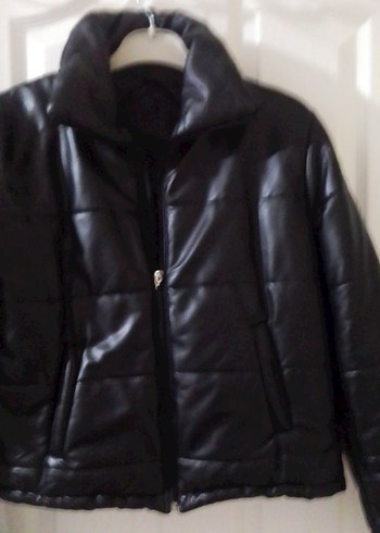 Siyah Deri Fermuarlı Kadın Ceket - Görsel 2