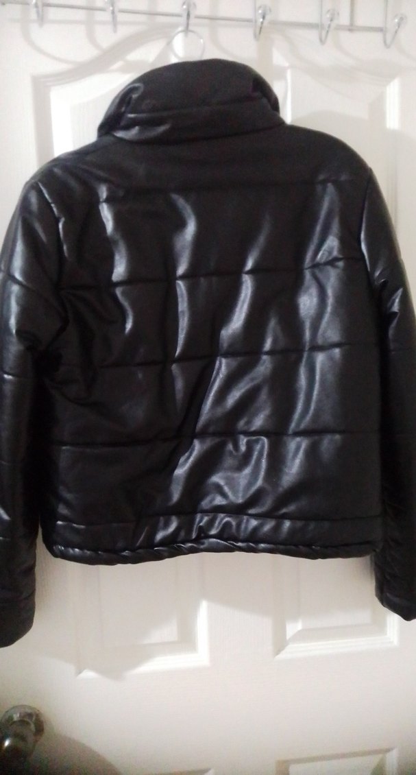 Siyah Deri Fermuarlı Kadın Ceket - Görsel 3