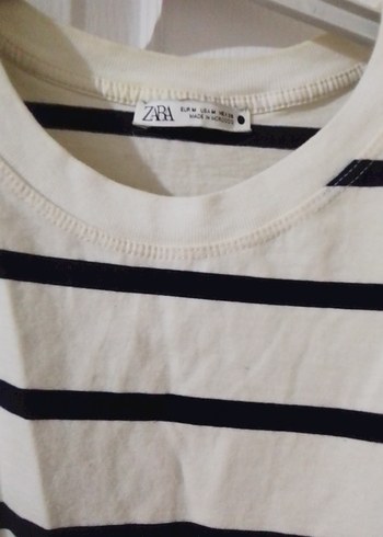 Kadın Beyaz Çizgili Kolsuz Pamuklu Tişört - Görsel 2