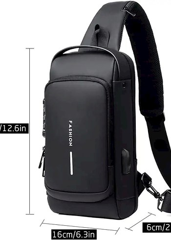 FASHION ÇOK FOKSİYONLU SU GEÇİRMEZ USB ŞARJLI ÇANTA - Görsel 3