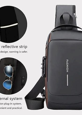 FASHION ÇOK FOKSİYONLU SU GEÇİRMEZ USB ŞARJLI ÇANTA - Görsel 2