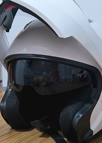 Beyaz Şeffaf Vizörlü Motosiklet Kaskı - Görsel 3