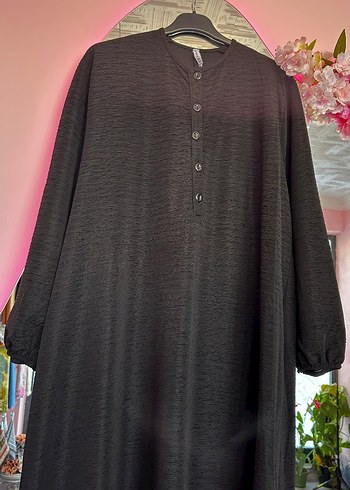 XXXXXXL 6XL Düğmeli Siyah Uzun Elbise SON - Görsel 4