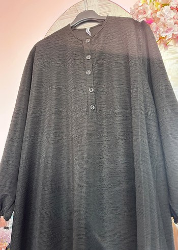 XXXXXXL 6XL Düğmeli Siyah Uzun Elbise SON - Görsel 3