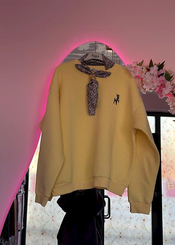 3 xl Sarı Nakışlı Kadın Sweatshirt - Görsel 3