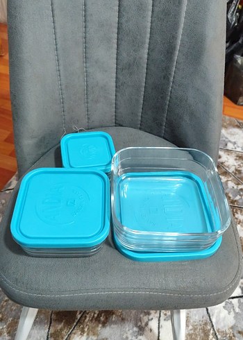 Mavi Kapaklı Cam Saklama Kabı Seti - Görsel 4