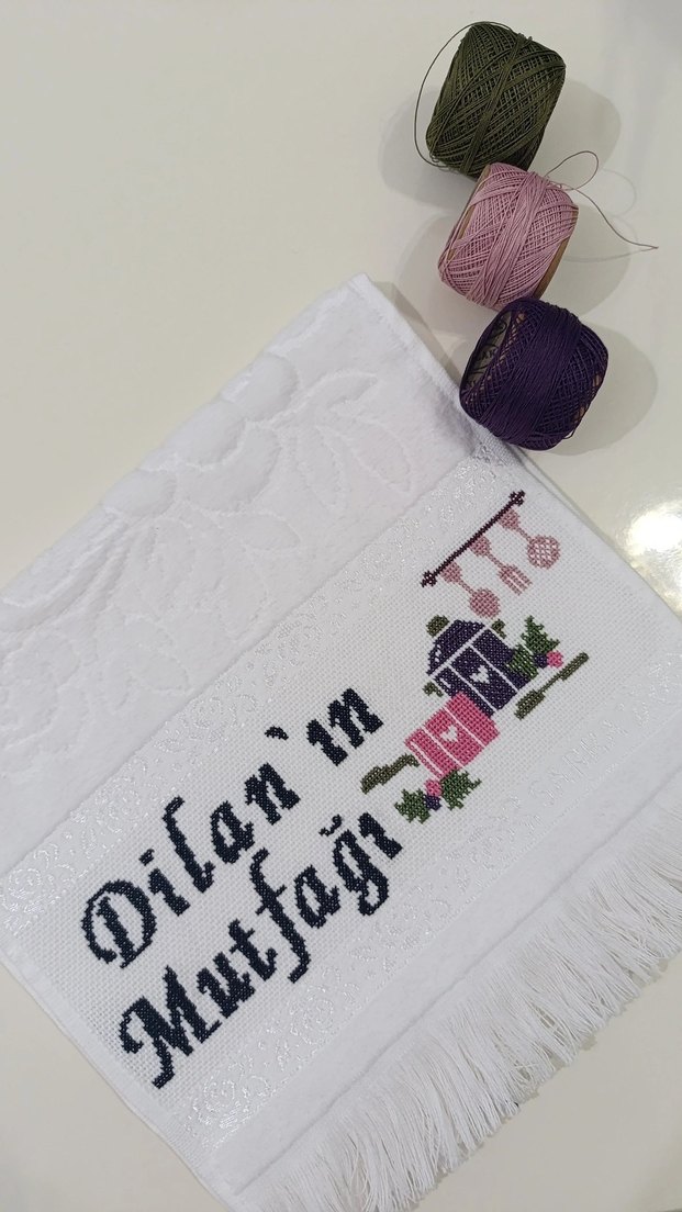 Mor Nakışlı Bohem Mutfak Havlusu - Görsel 2