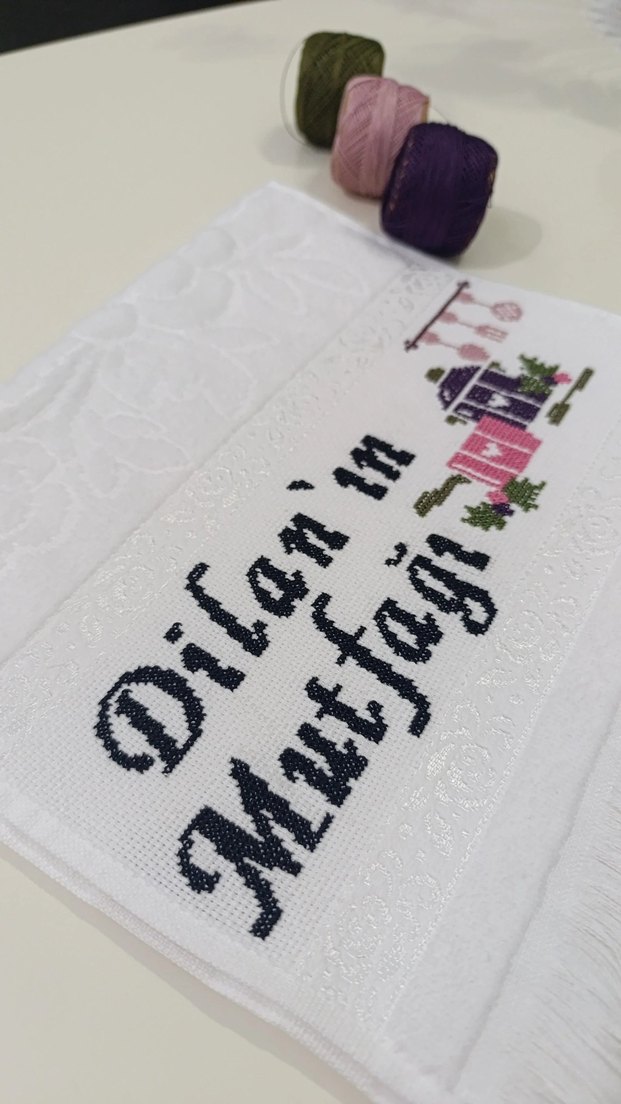 Mor Nakışlı Bohem Mutfak Havlusu - Görsel 3