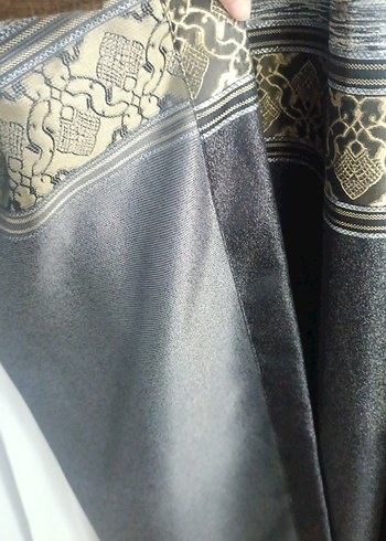 Gri ve Beyaz Gold detaylı fon perde - Görsel 5