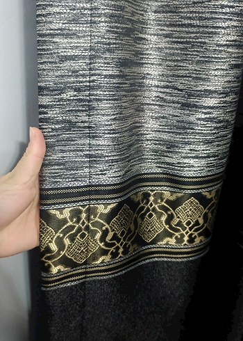 Gri ve Beyaz Gold detaylı fon perde - Görsel 4