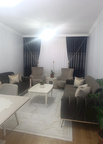 Gri ve Beyaz Gold detaylı fon perde - Görsel 3