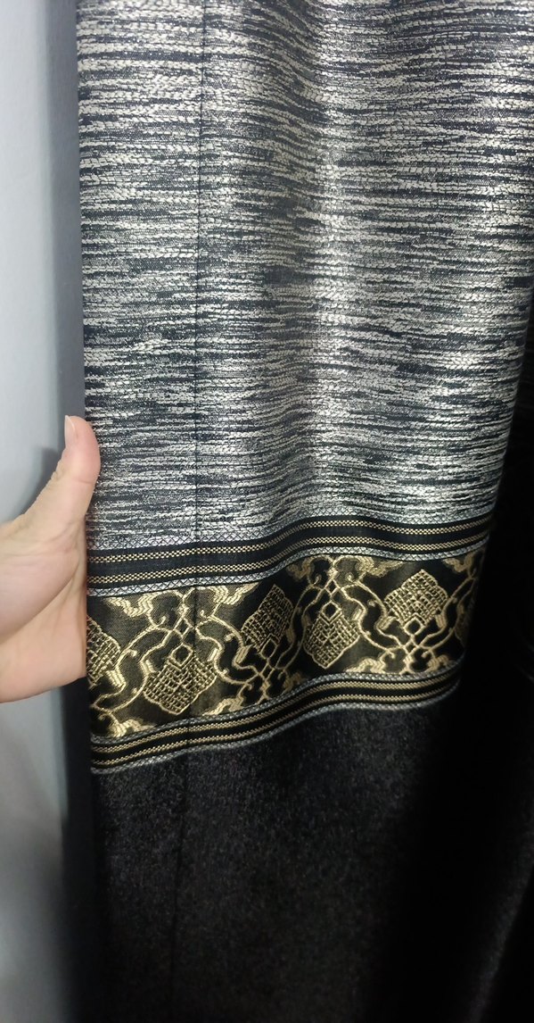 Gri ve Beyaz Gold detaylı fon perde - Görsel 4