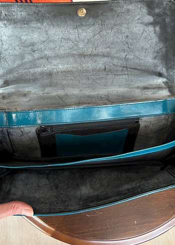 Zincir Detaylı Turkuaz Yılan Derisi Kadın Çanta - Görsel 4