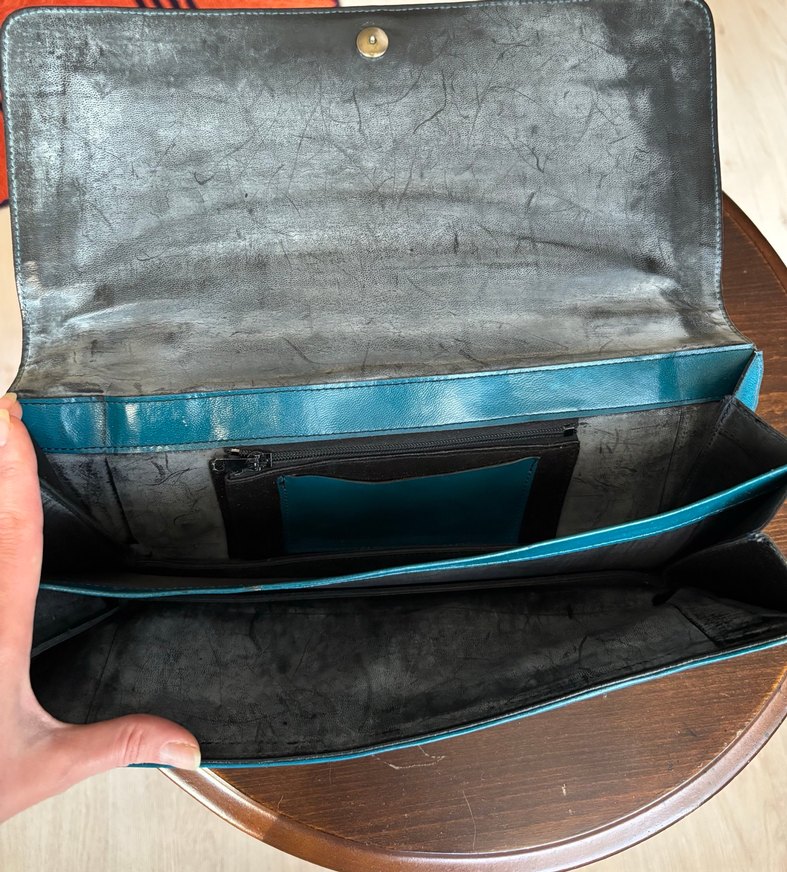 Zincir Detaylı Turkuaz Yılan Derisi Kadın Çanta - Görsel 4