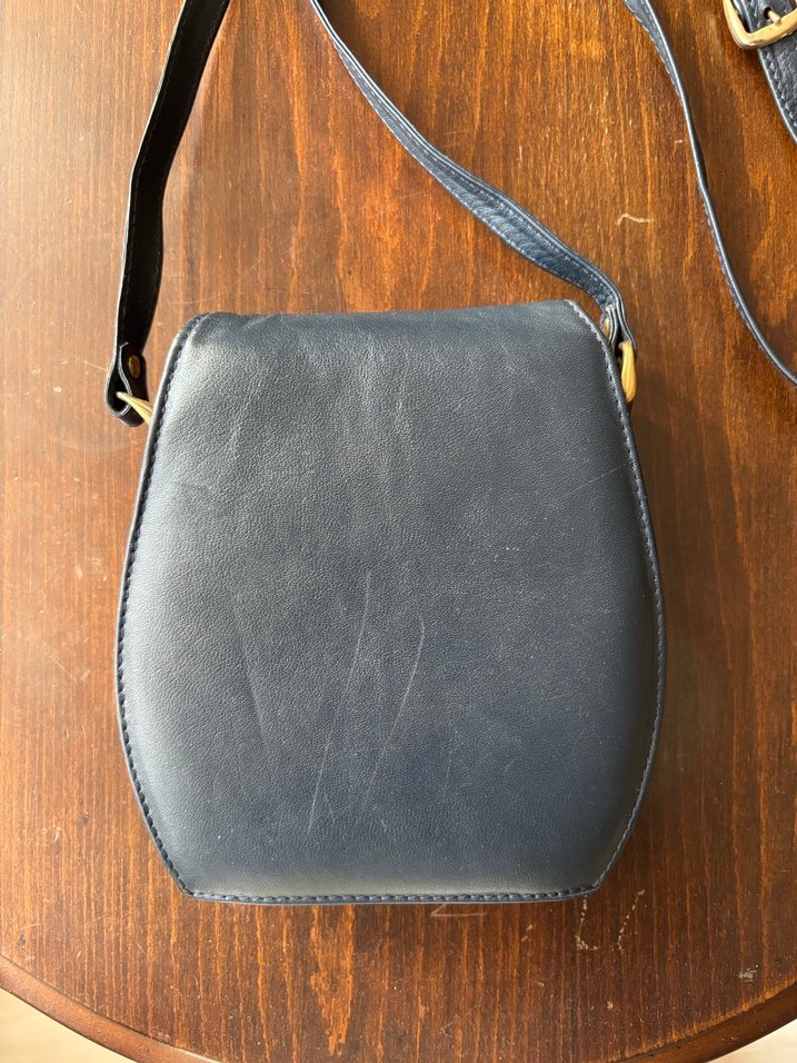 Klasik Lacivert Deri Kadın Çanta - Görsel 2