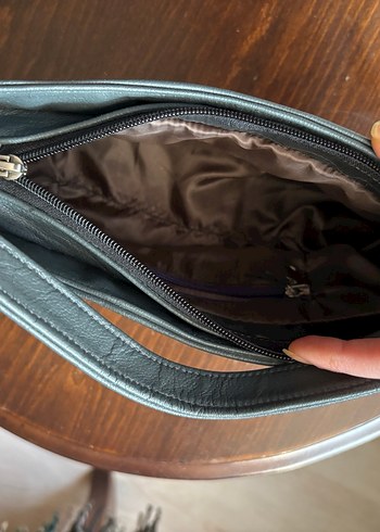 Gri Deri Kadın Çanta - Görsel 2