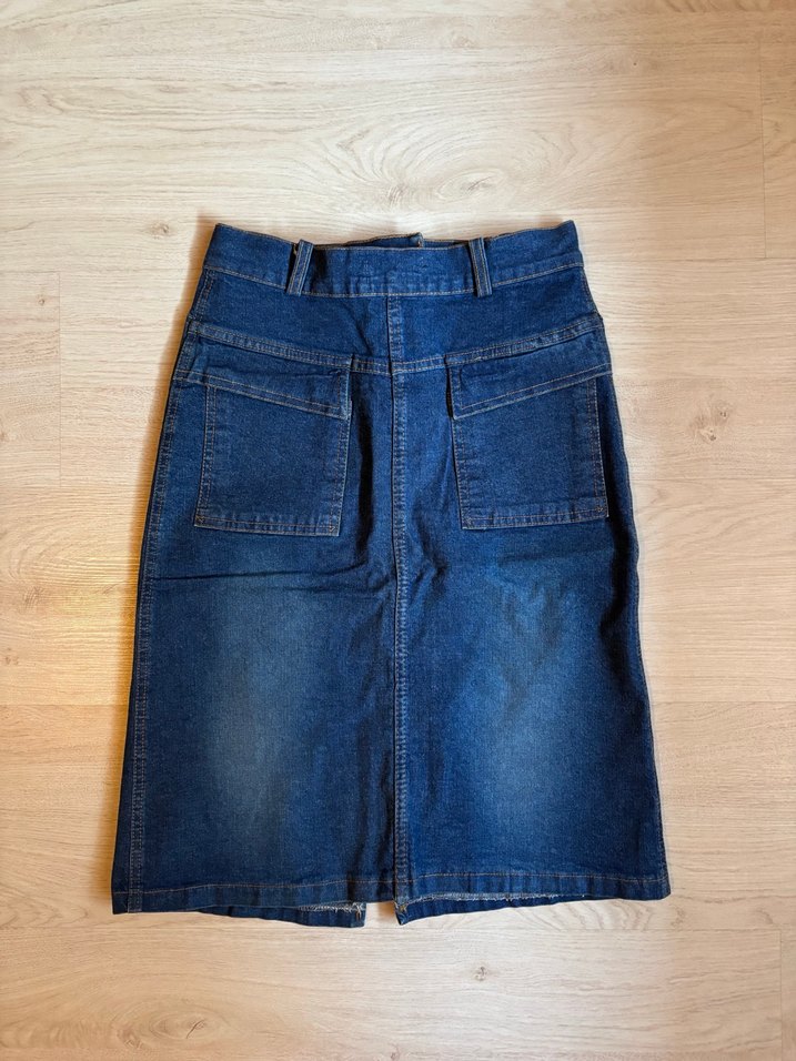 Kadın Lacivert Midi Kot Etek - Görsel 2