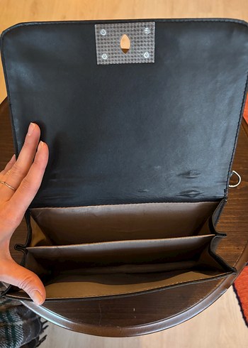 Kilitli Siyah Deri Kadın Çanta - Görsel 3