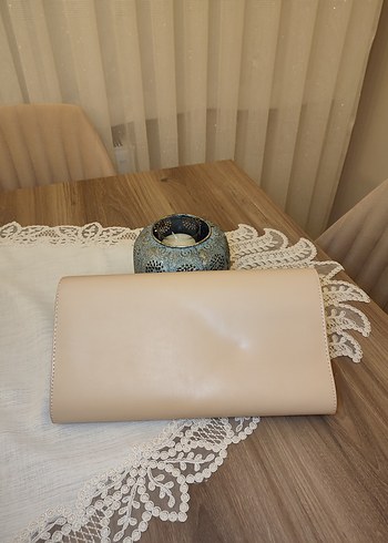 Bej Deri Kadın El Çantası abiye - Görsel 3