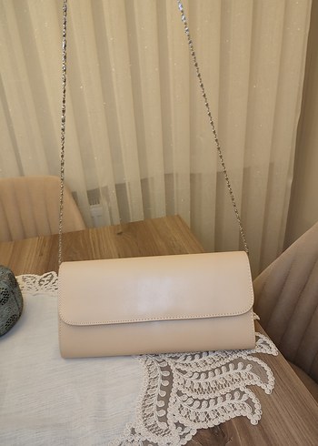 Bej Deri Kadın El Çantası abiye - Görsel 6