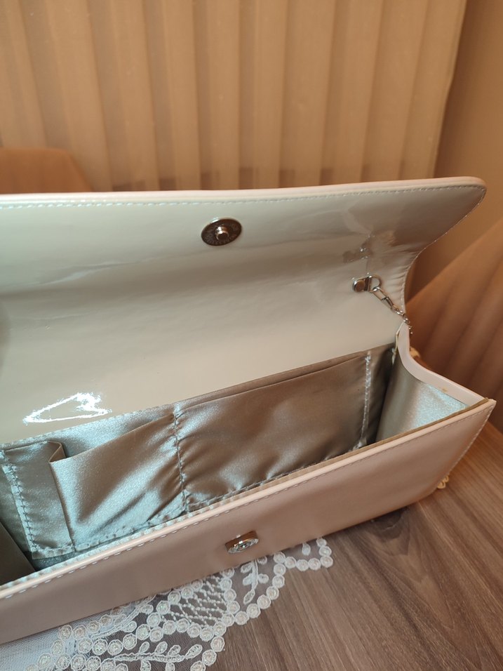 Bej Deri Kadın El Çantası abiye - Görsel 2