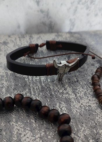 Boho deri unisex 10 adet Kahverengi Bileklik - Görsel 4