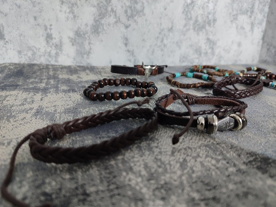 Boho deri unisex 10 adet Kahverengi Bileklik - Görsel 5