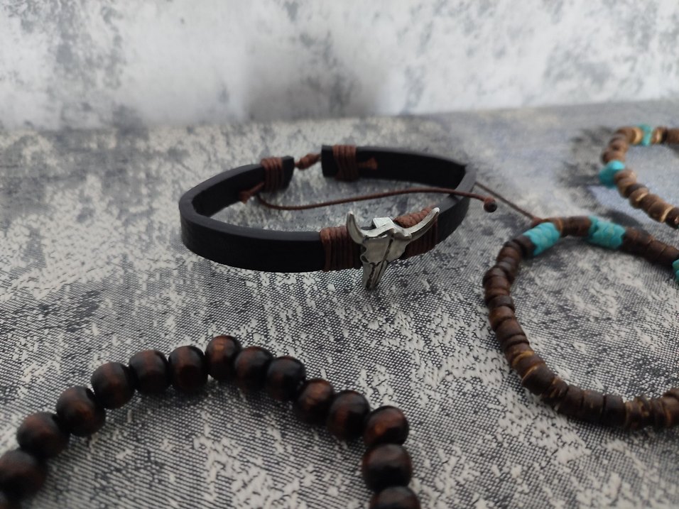 Boho deri unisex 10 adet Kahverengi Bileklik - Görsel 4