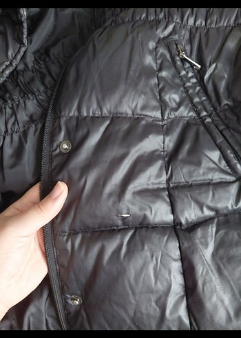 AdL marka Siyah Deri Görünümlü Kadın Kışlık Ceket - Görsel 4