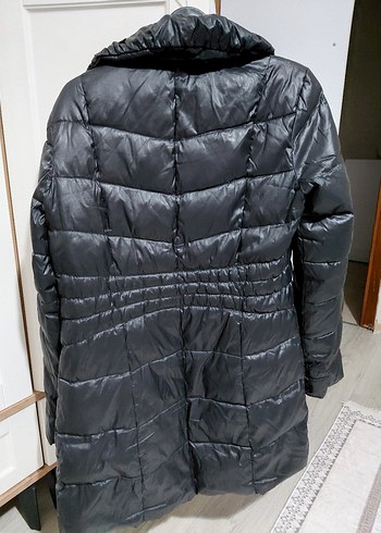 AdL marka Siyah Deri Görünümlü Kadın Kışlık Ceket - Görsel 3