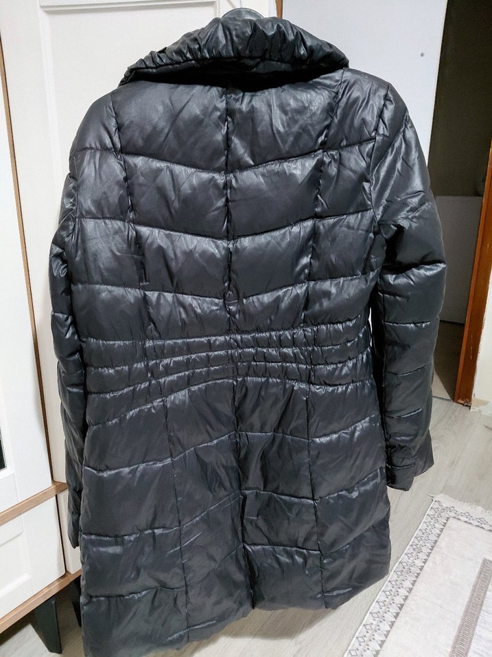 AdL marka Siyah Deri Görünümlü Kadın Kışlık Ceket - Görsel 3