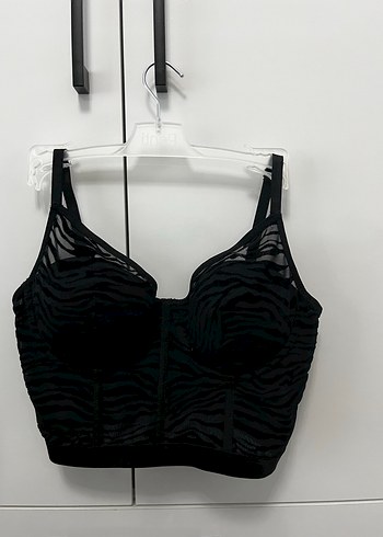 Siyah Zebra Desenli Kadın Strappy Büstiyer - Görsel 2