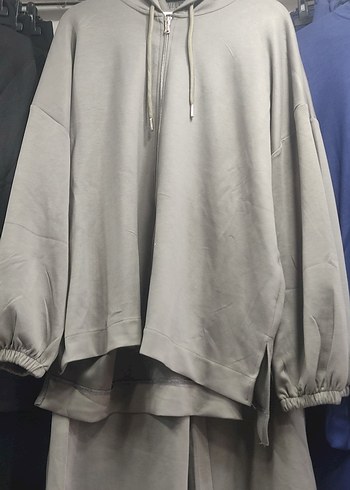 Siyah Fermuarlı Kadın Spor Ceket ve eşofman altı - Görsel 3