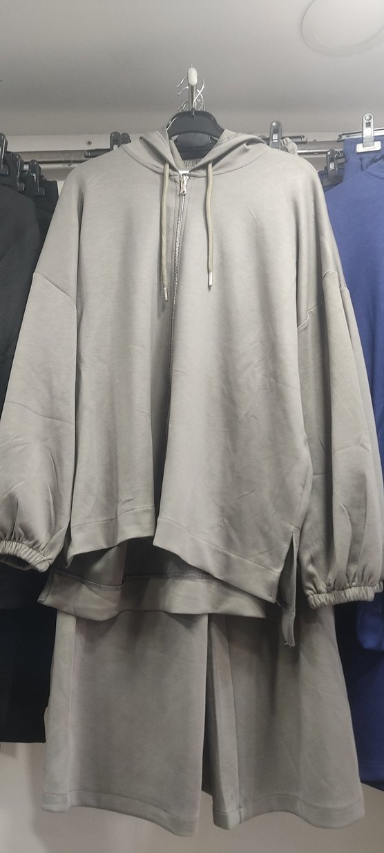 Siyah Fermuarlı Kadın Spor Ceket ve eşofman altı - Görsel 3