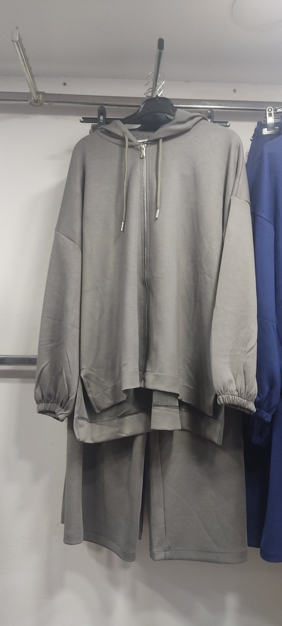 Siyah Fermuarlı Kadın Spor Ceket ve eşofman altı - Görsel 2