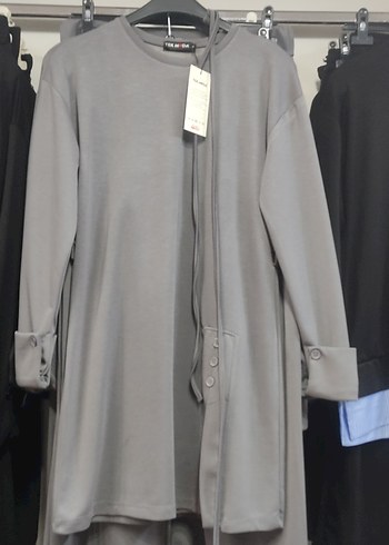 Siyah Kadın Uzun Kollu Salaş Mini Sweatshirt Ve Eşofman Altı - Görsel 2