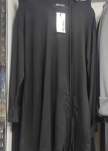 Siyah Kadın Uzun Kollu Salaş Mini Sweatshirt Ve Eşofman Altı - Görsel 3