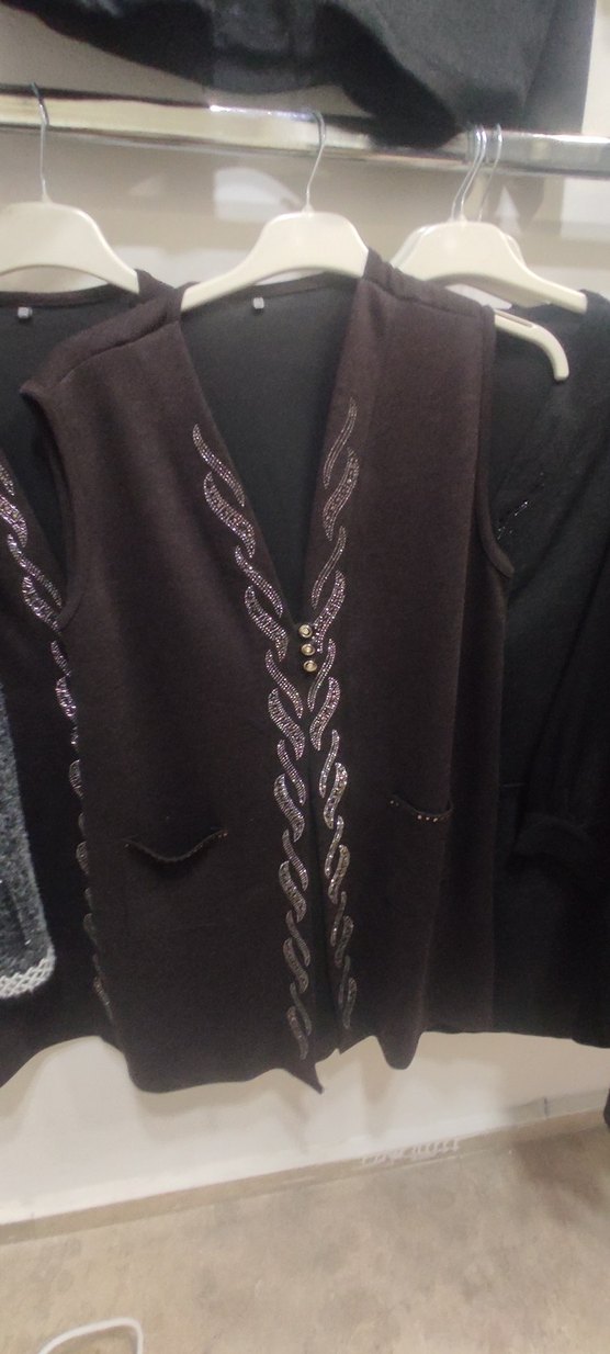 Gri Örgü Kadın Yün Yelek - Görsel 2