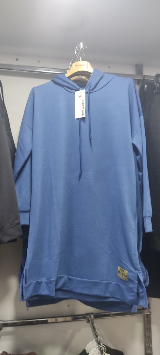 Gri Oversize Kadın Sweatshirt - Görsel 2