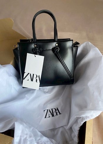Zara Siyah Deri Minimalist Kadin Canta